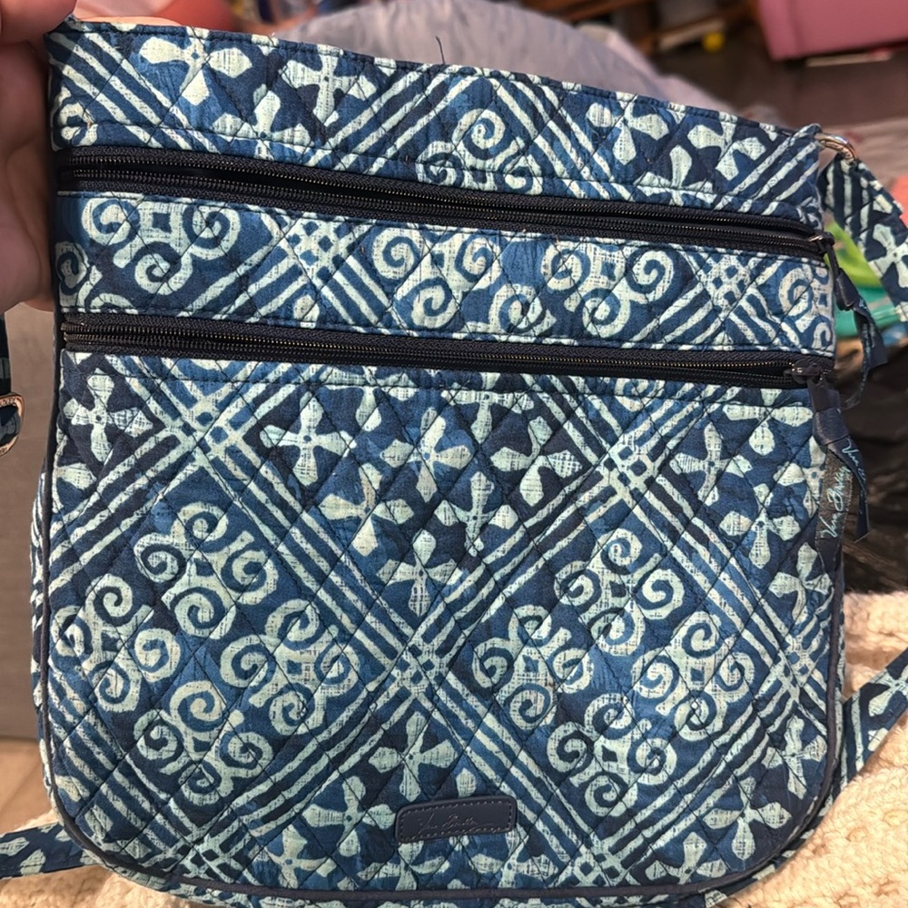 Blue cross and swirls Vera Bradley Crossbody bag.